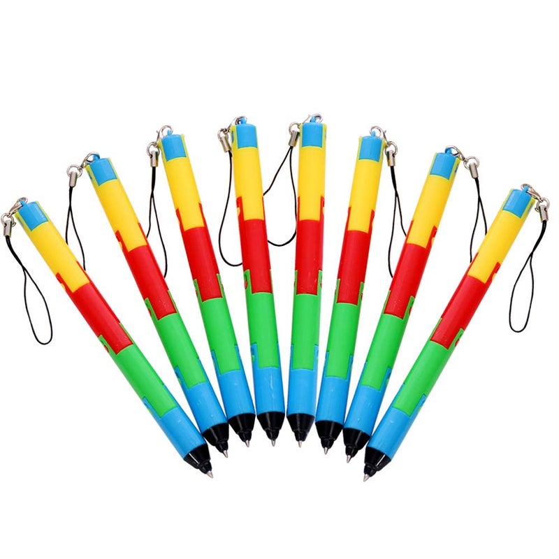 Funny live Foldable Ballpoint Pen Collapsible Ball Pen, Bendable Deformable Ball Pen, Funny Ballpoint Creative Stationery Gift for Child, Pendant Decoration Pens, 0.5mm, Blue Ink, 8 pcs - Image 2